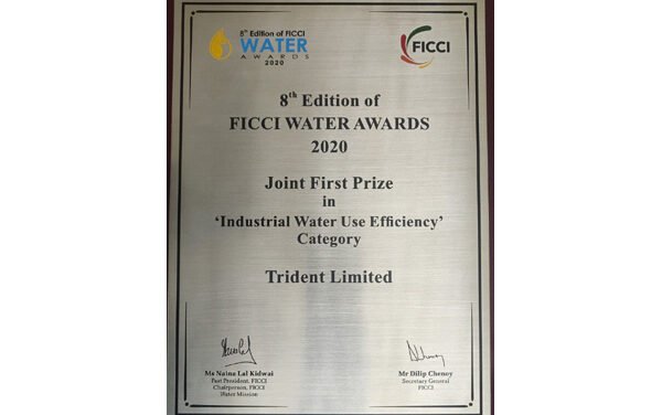 Trident Ltd. bags 1st prize at FICCI Water Awards 2020
